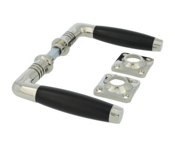 Deurklink messing vernikkeld ebbenhout Tonmodel 400 serie